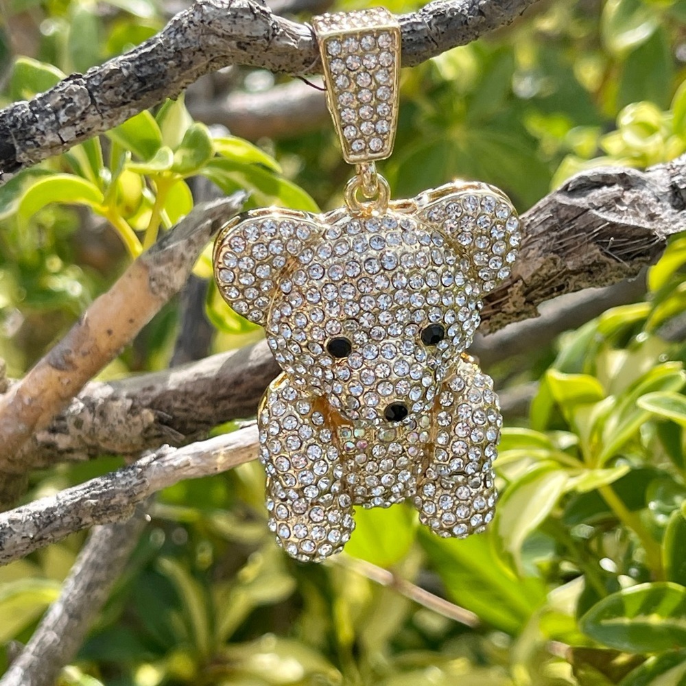 14K Gold Plated Bling Bling Bear Charm - Picture 9 of 14